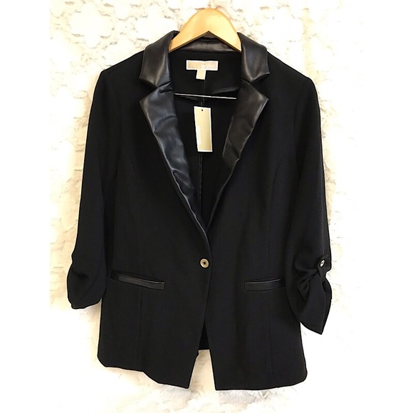 MICHAEL Michael Kors Jackets & Blazers - Michael Kors Casual Black Blazer w/Vegan Leather